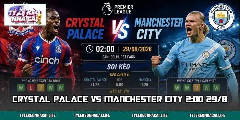 Crystal Palace vs Manchester City 2:00 29/8 – Gợi Ý Cửa Sáng